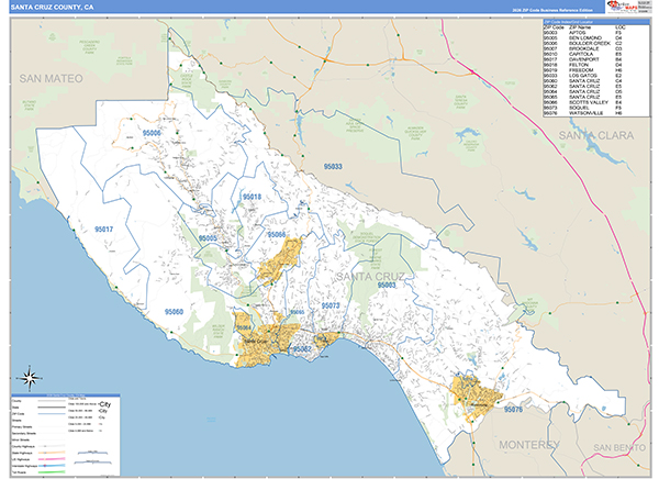Santa Cruz County, CA Map Basic Style